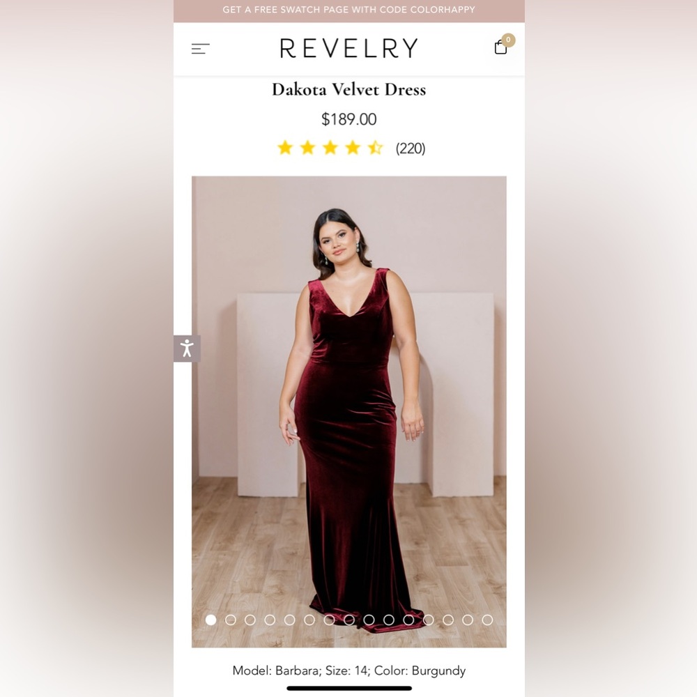 NWT Revelry VELVET Burgundy bridesmaid dress. Size 16